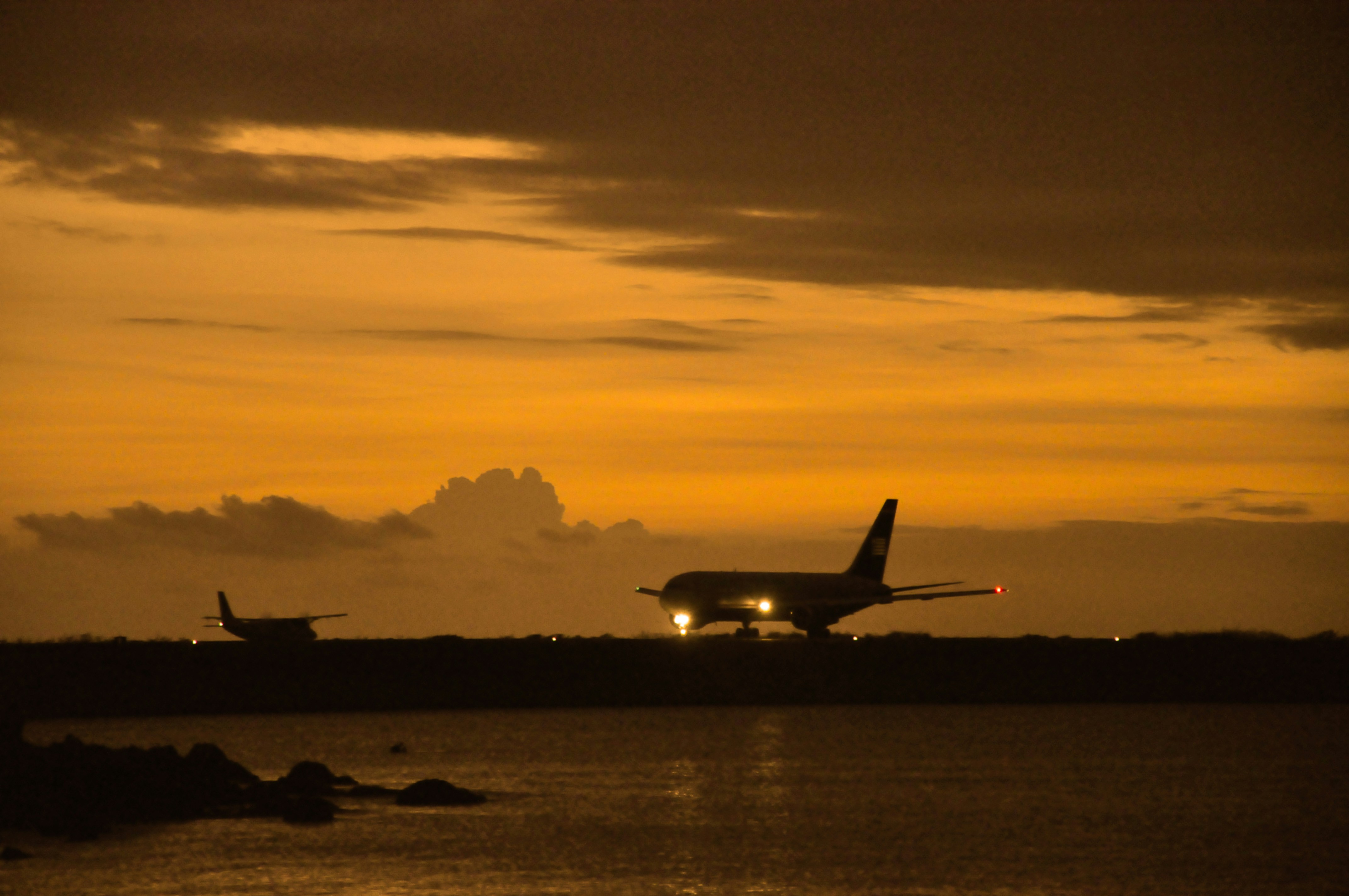 Aircraft on an airport runway